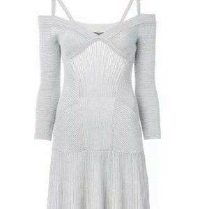 Alexander McQueen Silver Metallic Knit Dress